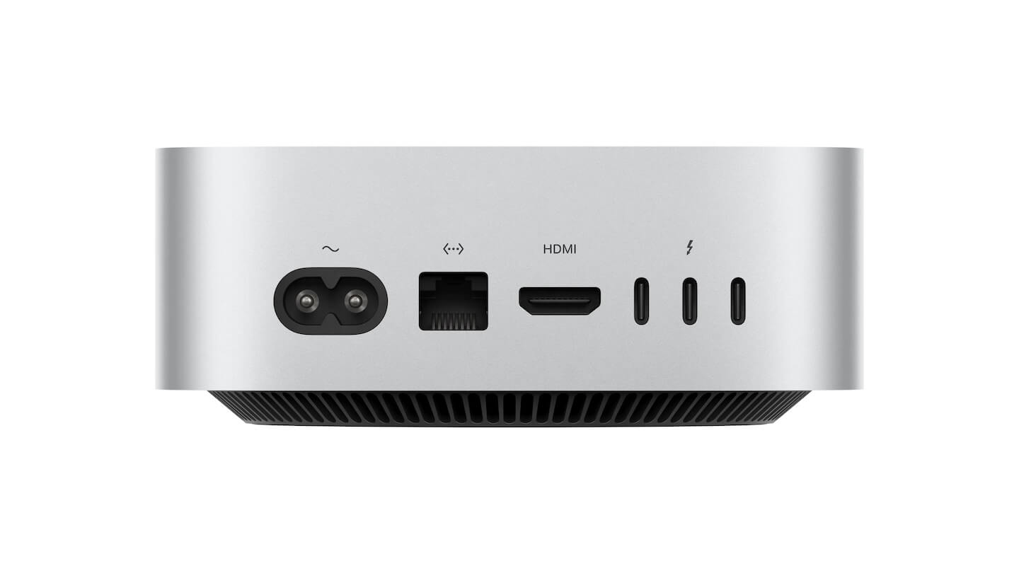 back of M4 Mac Mini with Studio Display