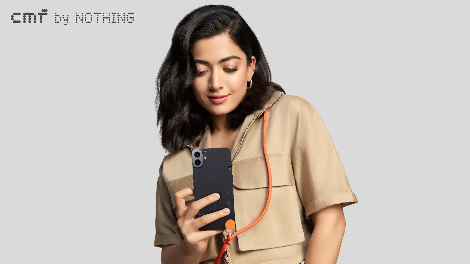 Rashmika Mandanna with the new phone from CMF