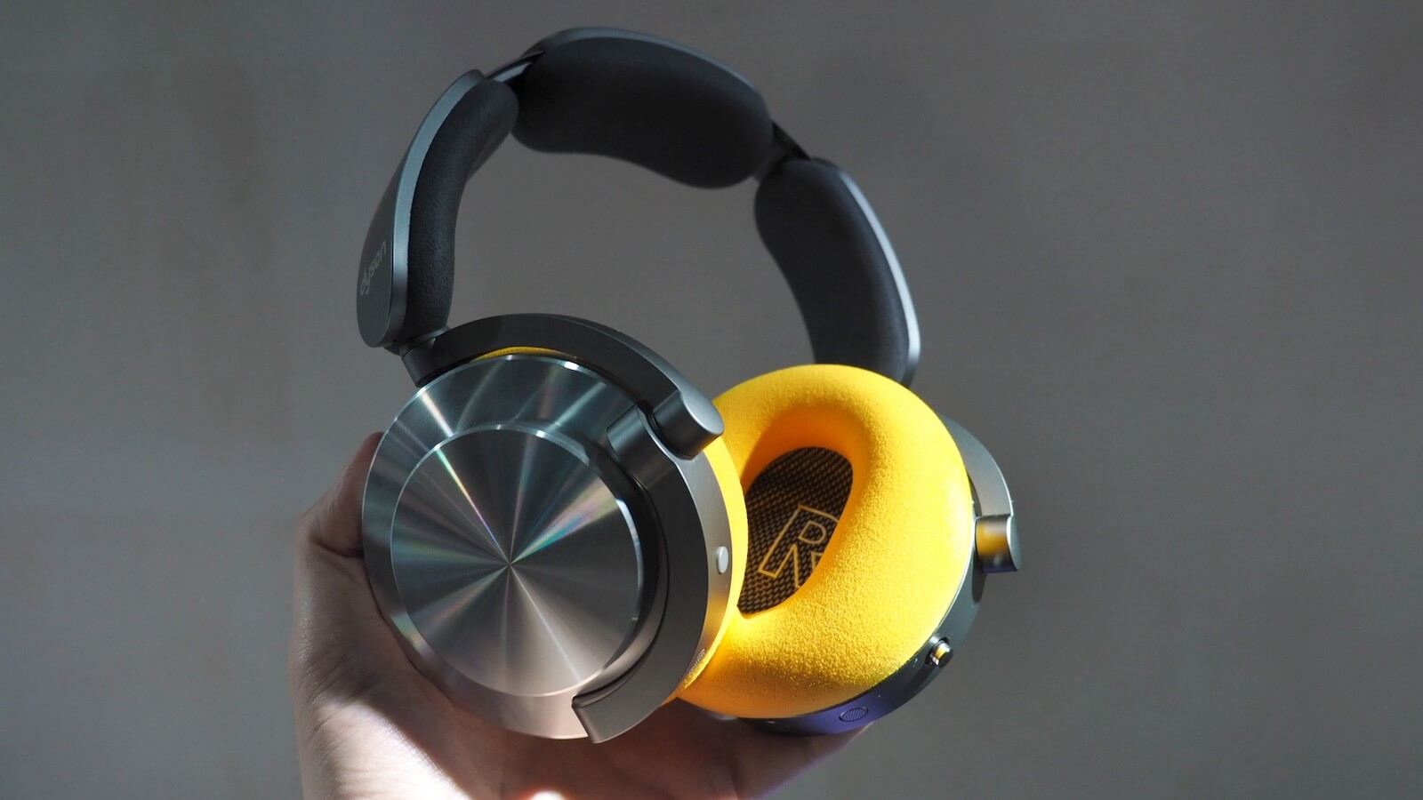 the new headphones in the anodized aluminum and yellow earcups