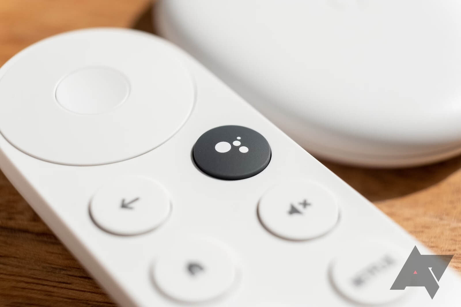 Close up of chrome cast remote