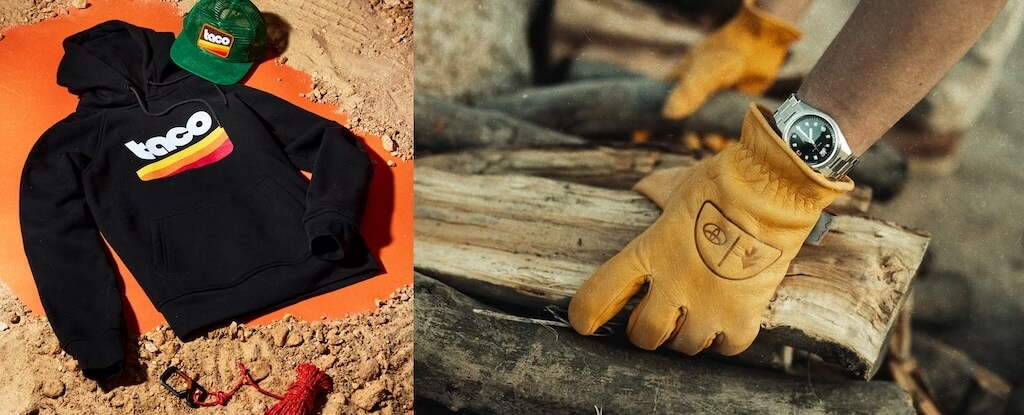 the new huckberry toyota collection - gloves, trucker hat and hoodie