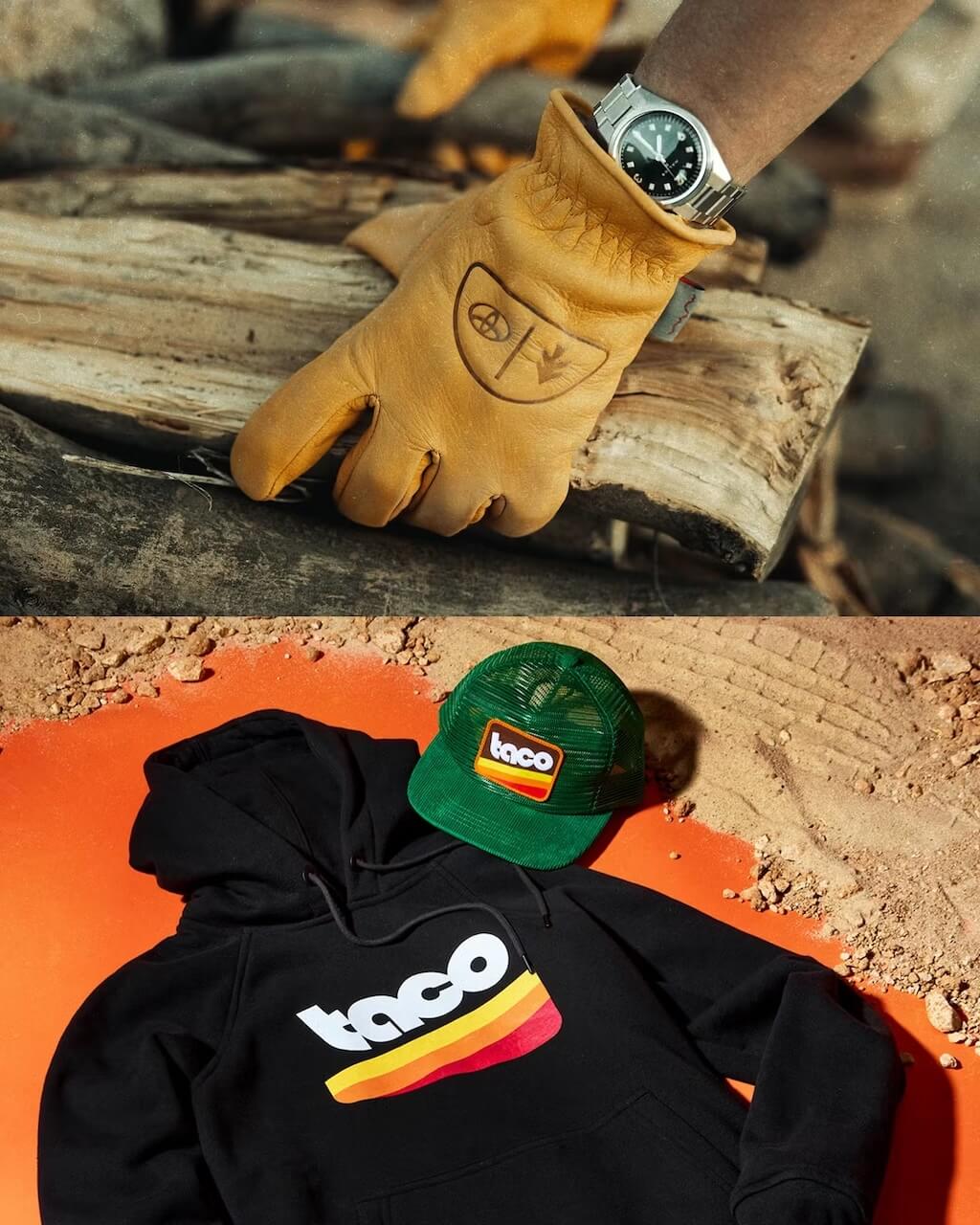 the new huckberry toyota collection - gloves and trucker hat