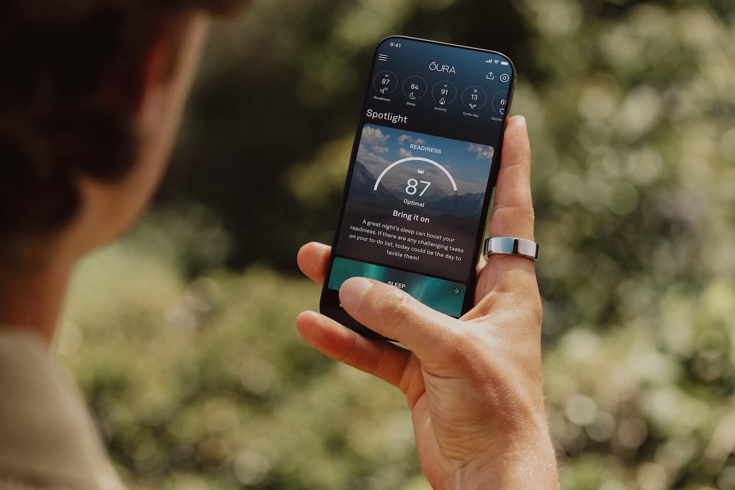 Oura Ring app and the stats it shows including readiness for the day
