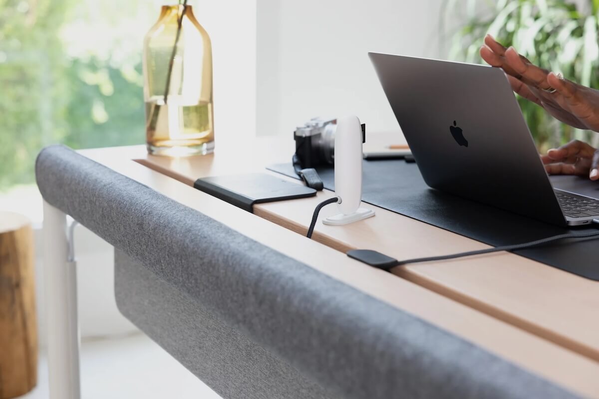 BeFlo desk in the red oak finish